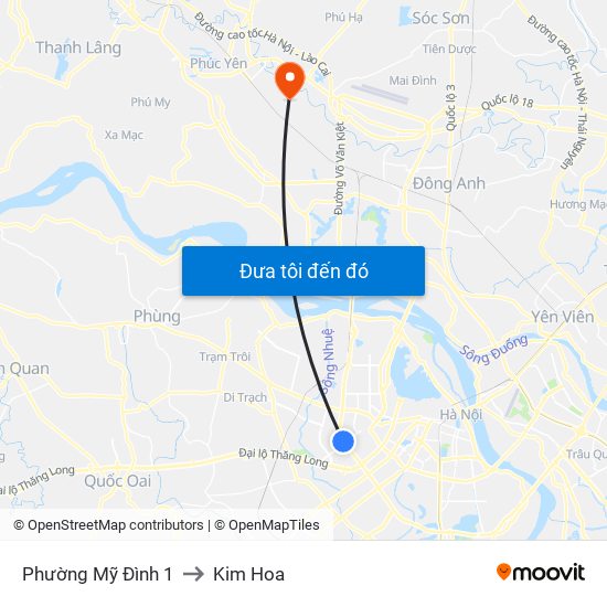 Phường Mỹ Đình 1 to Kim Hoa map