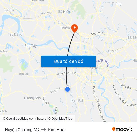 Huyện Chương Mỹ to Kim Hoa map