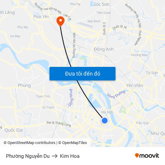 Phường Nguyễn Du to Kim Hoa map