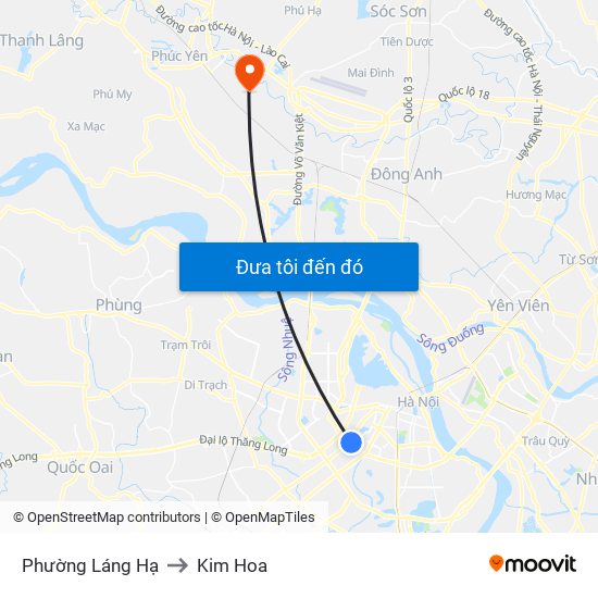 Phường Láng Hạ to Kim Hoa map