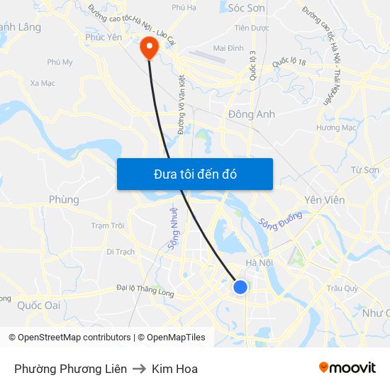 Phường Phương Liên to Kim Hoa map