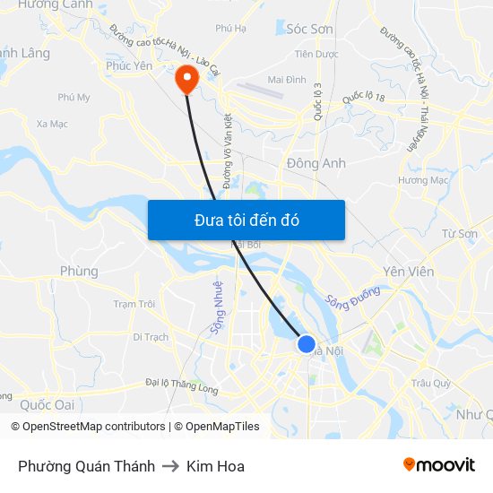 Phường Quán Thánh to Kim Hoa map