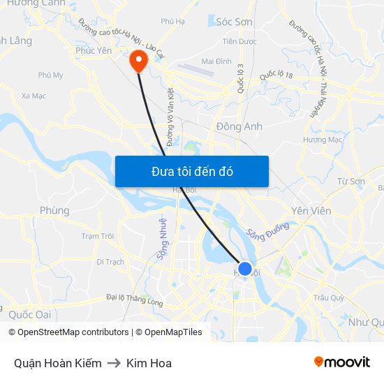 Quận Hoàn Kiếm to Kim Hoa map