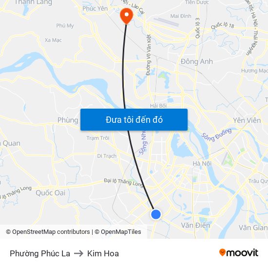 Phường Phúc La to Kim Hoa map