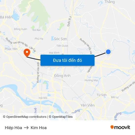Hiệp Hòa to Kim Hoa map