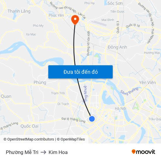 Phường Mễ Trì to Kim Hoa map