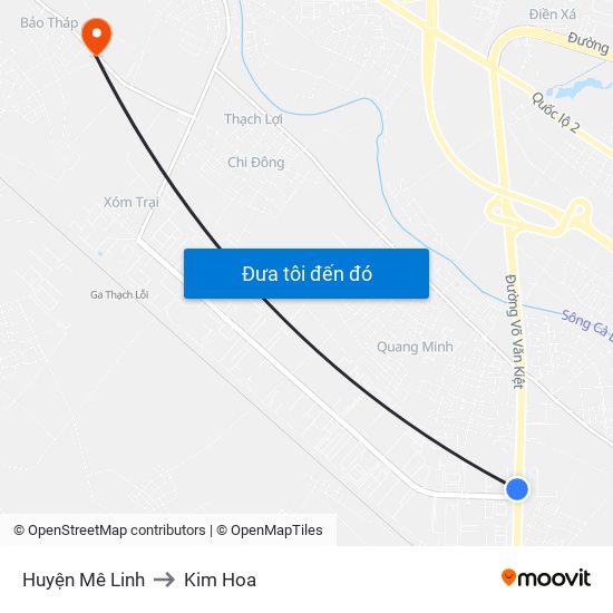 Huyện Mê Linh to Kim Hoa map