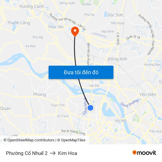 Phường Cổ Nhuế 2 to Kim Hoa map
