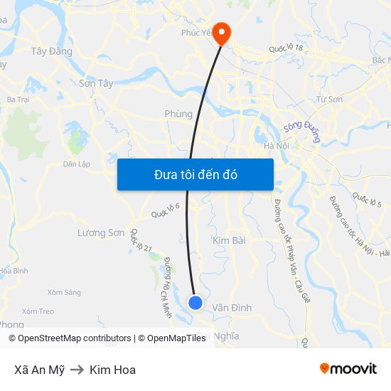 Xã An Mỹ to Kim Hoa map