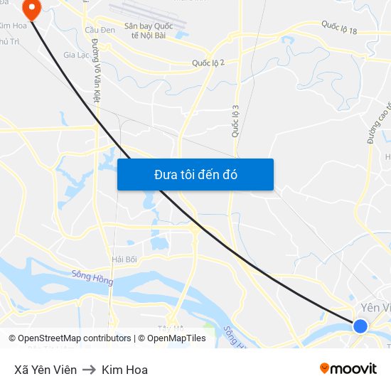 Xã Yên Viên to Kim Hoa map