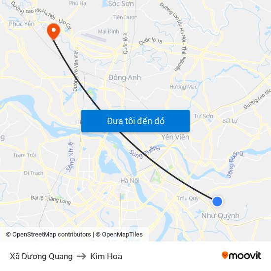 Xã Dương Quang to Kim Hoa map