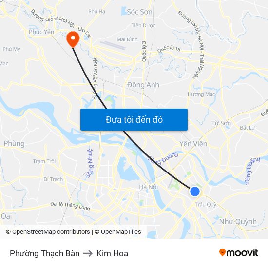 Phường Thạch Bàn to Kim Hoa map