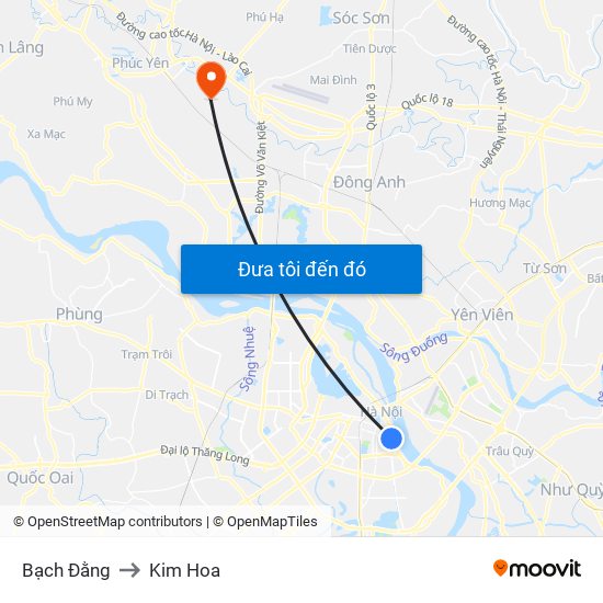 Bạch Đằng to Kim Hoa map