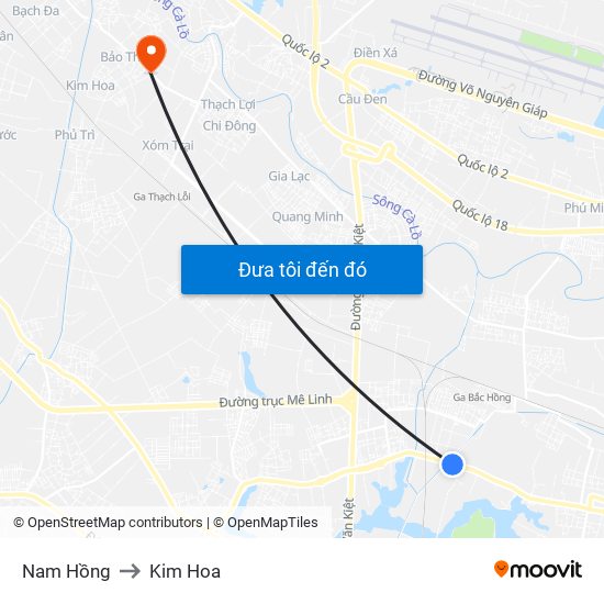 Nam Hồng to Kim Hoa map