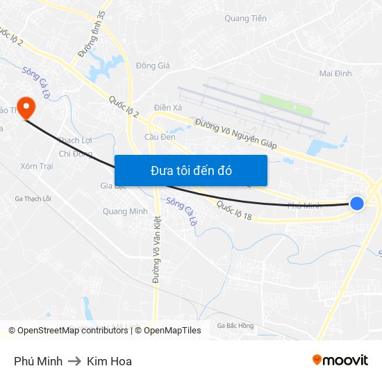 Phú Minh to Kim Hoa map