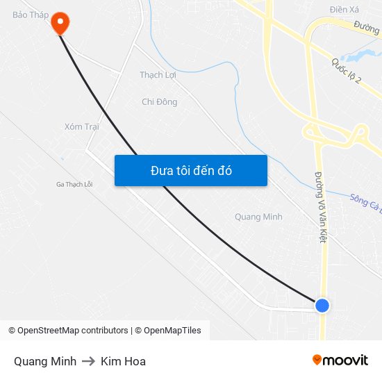 Quang Minh to Kim Hoa map