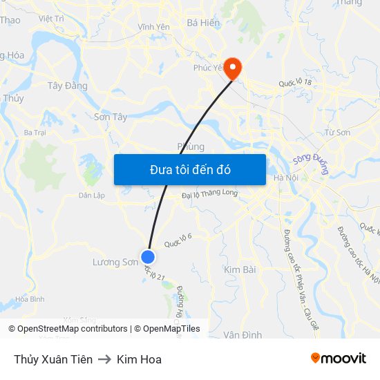 Thủy Xuân Tiên to Kim Hoa map