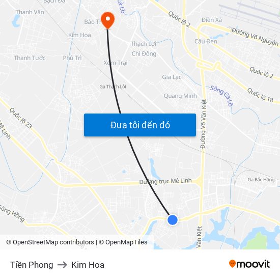 Tiền Phong to Kim Hoa map