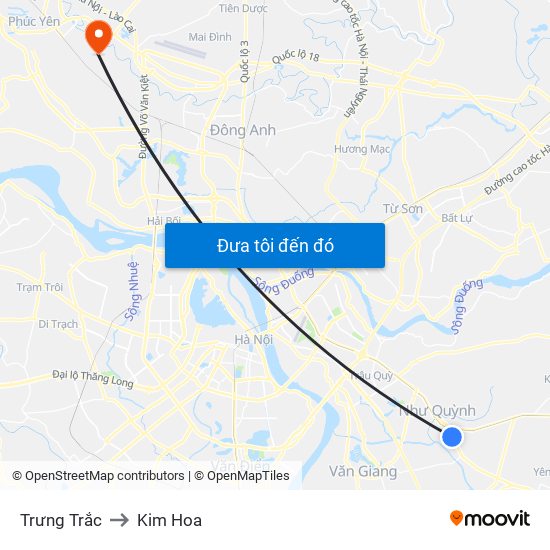 Trưng Trắc to Kim Hoa map