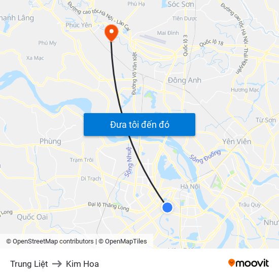 Trung Liệt to Kim Hoa map