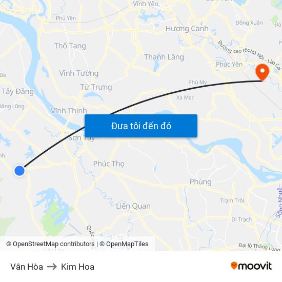 Vân Hòa to Kim Hoa map