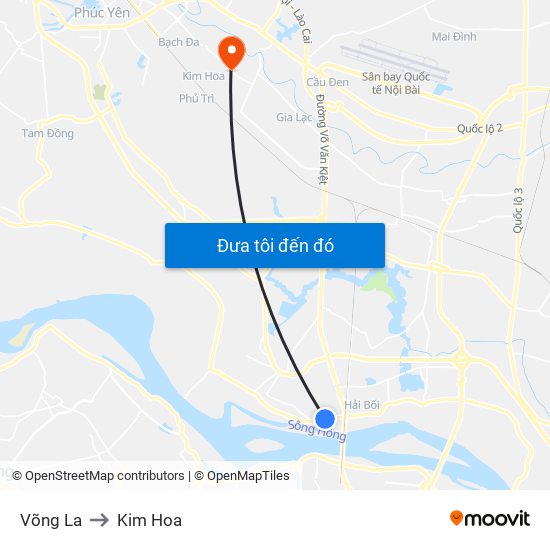 Võng La to Kim Hoa map