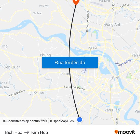 Bích Hòa to Kim Hoa map