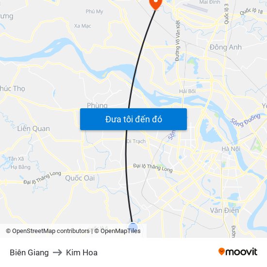 Biên Giang to Kim Hoa map