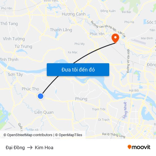 Đại Đồng to Kim Hoa map