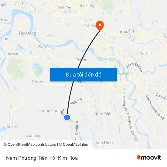 Nam Phương Tiến to Kim Hoa map