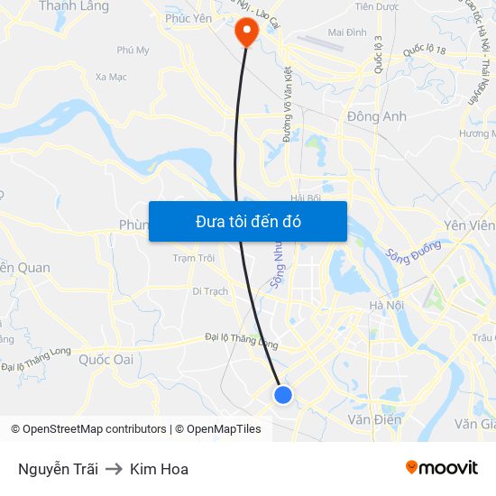 Nguyễn Trãi to Kim Hoa map