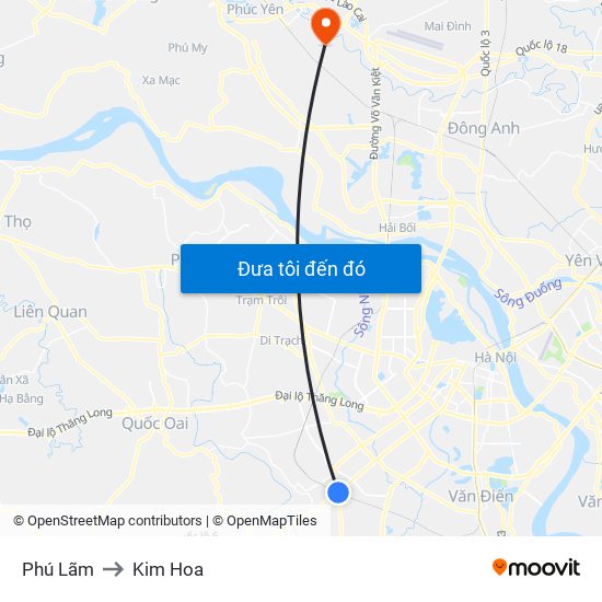 Phú Lãm to Kim Hoa map