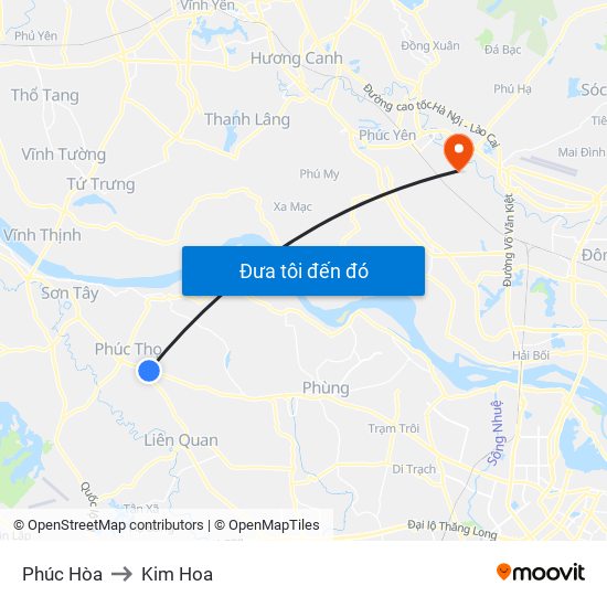 Phúc Hòa to Kim Hoa map