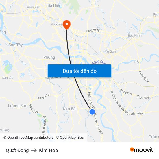 Quất Động to Kim Hoa map