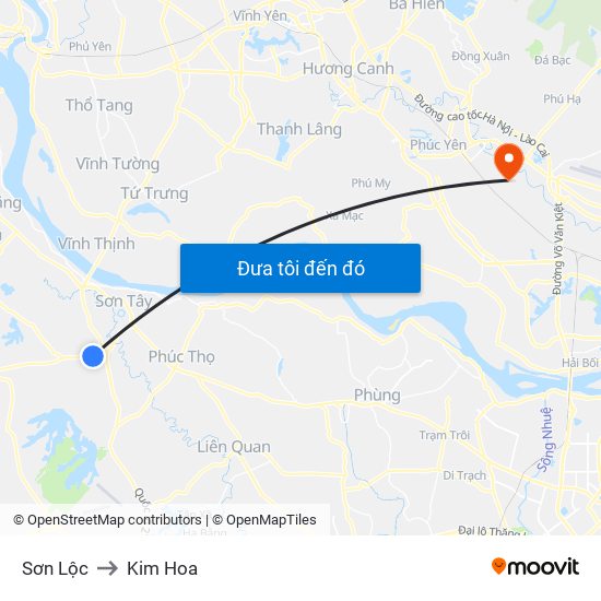 Sơn Lộc to Kim Hoa map
