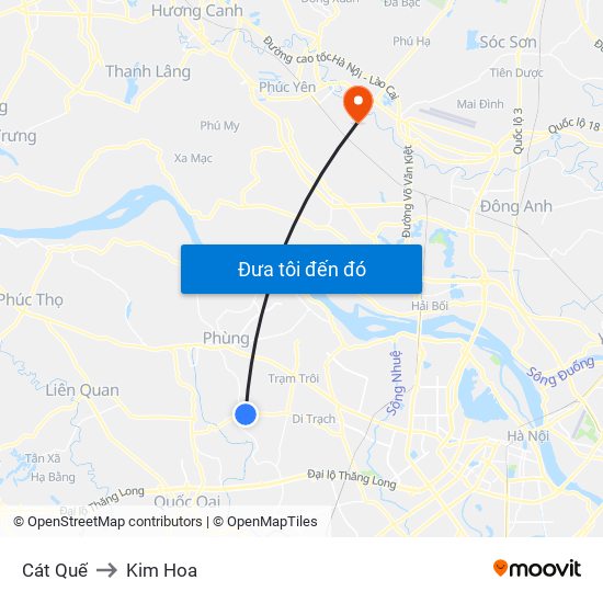 Cát Quế to Kim Hoa map