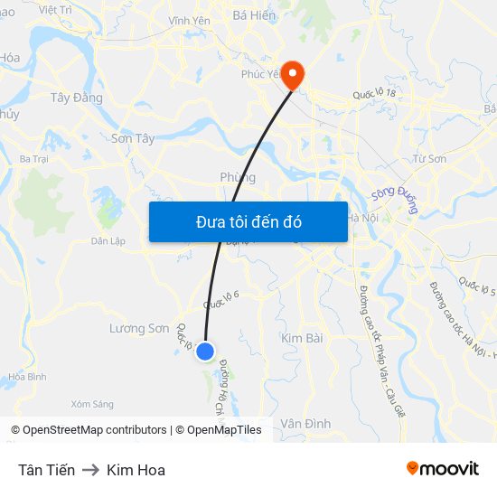 Tân Tiến to Kim Hoa map