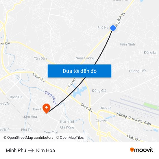 Minh Phú to Kim Hoa map