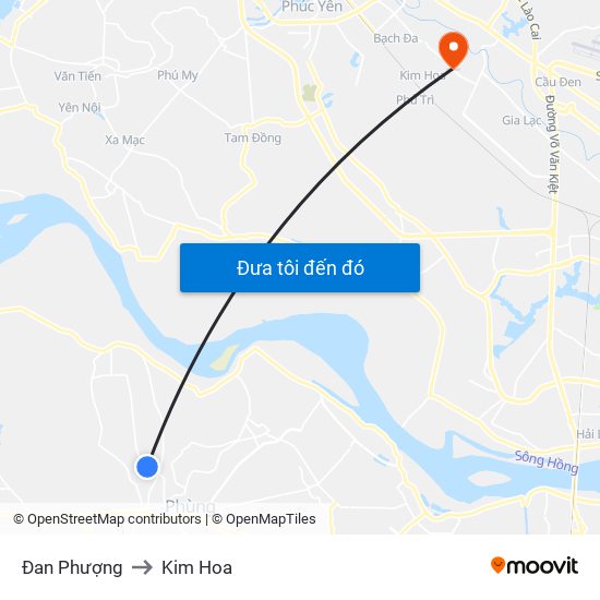 Đan Phượng to Kim Hoa map