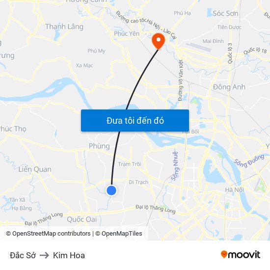 Đắc Sở to Kim Hoa map