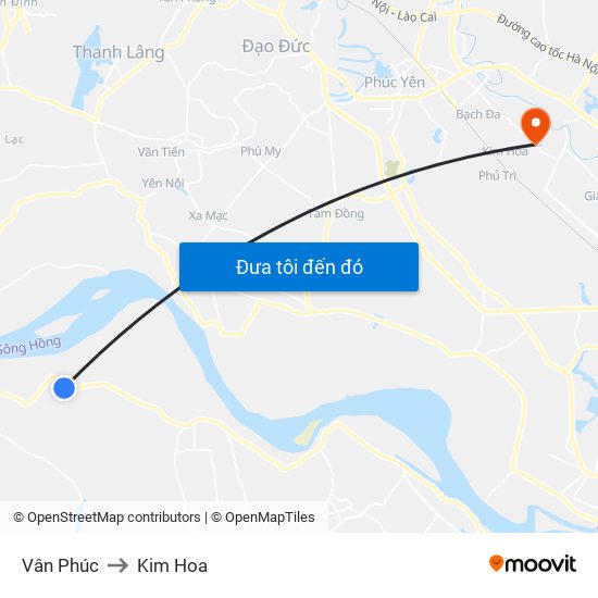 Vân Phúc to Kim Hoa map