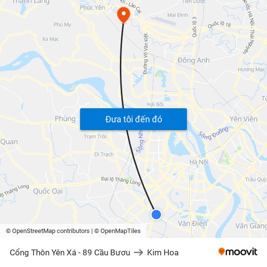 Cổng Thôn Yên Xá - 89 Cầu Bươu to Kim Hoa map