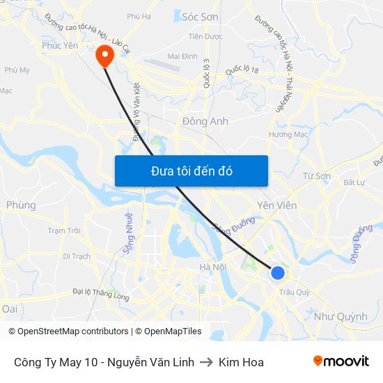 Công Ty May 10 - Nguyễn Văn Linh to Kim Hoa map