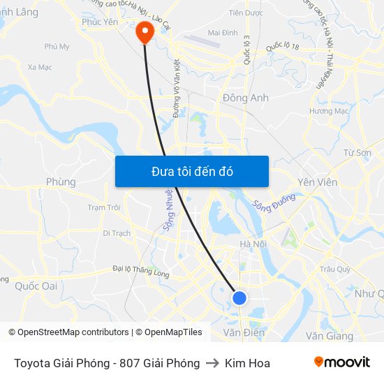 Toyota Giải Phóng - 807 Giải Phóng to Kim Hoa map