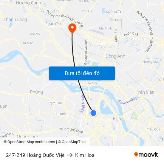 247-249 Hoàng Quốc Việt to Kim Hoa map