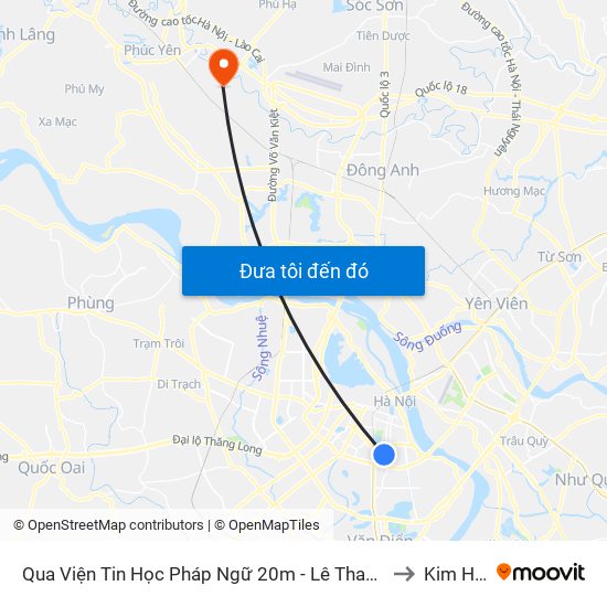 Qua Viện Tin Học Pháp Ngữ 20m - Lê Thanh Nghị to Kim Hoa map