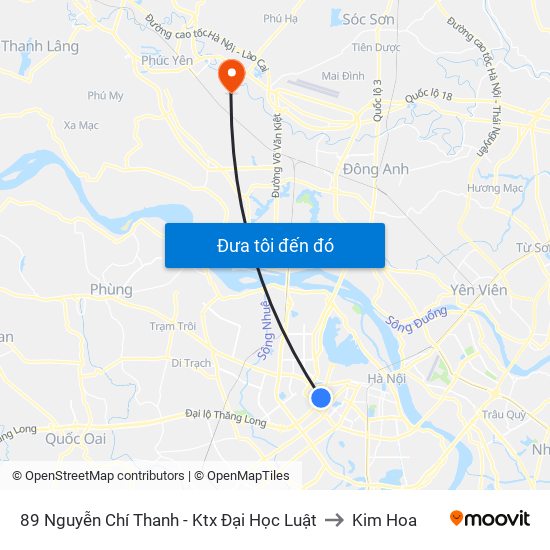 89 Nguyễn Chí Thanh - Ktx Đại Học Luật to Kim Hoa map