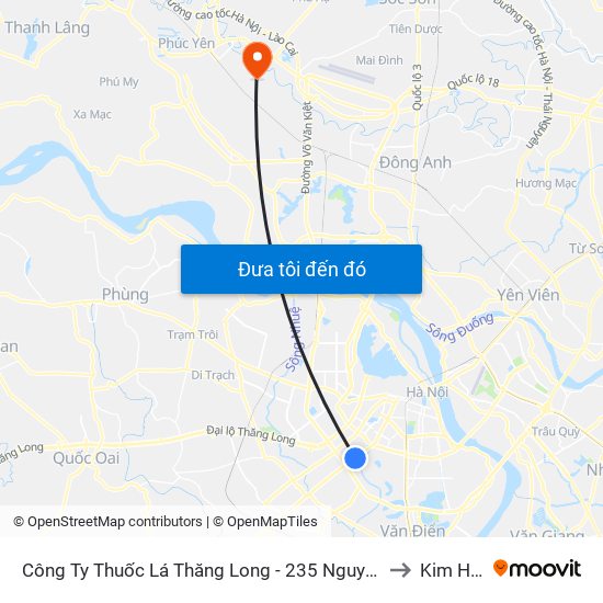 Công Ty Thuốc Lá Thăng Long - 235 Nguyễn Trãi to Kim Hoa map