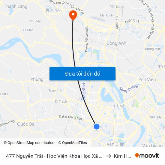 477 Nguyễn Trãi - Học Viện Khoa Học Xã Hội to Kim Hoa map