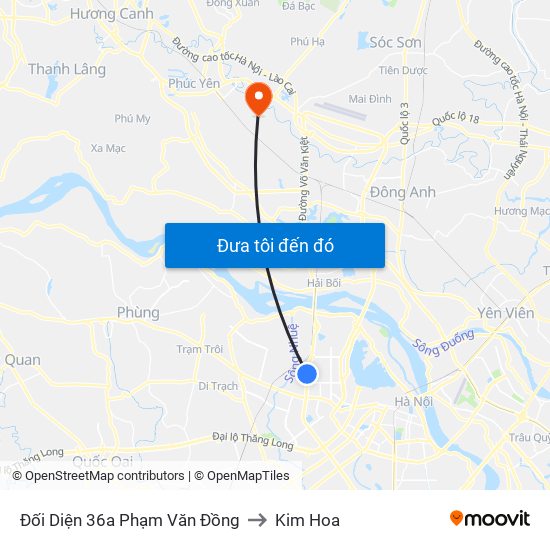 Đối Diện 36a Phạm Văn Đồng to Kim Hoa map